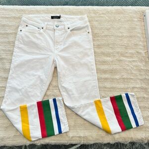 Ralph Lauren White Jeans with Striped Hem